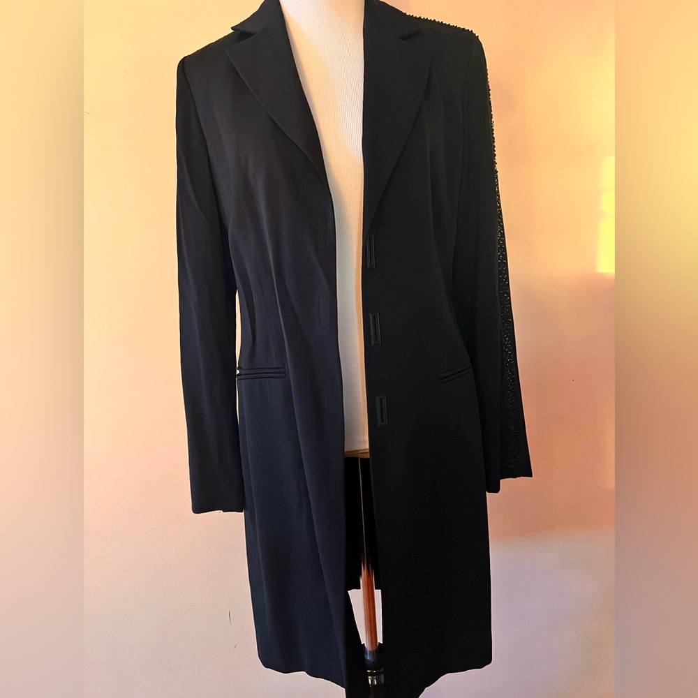 Made in Italy Chantal G Evening Coat Black Beads Size 42 USA 6 Small - Picture 4 of 10